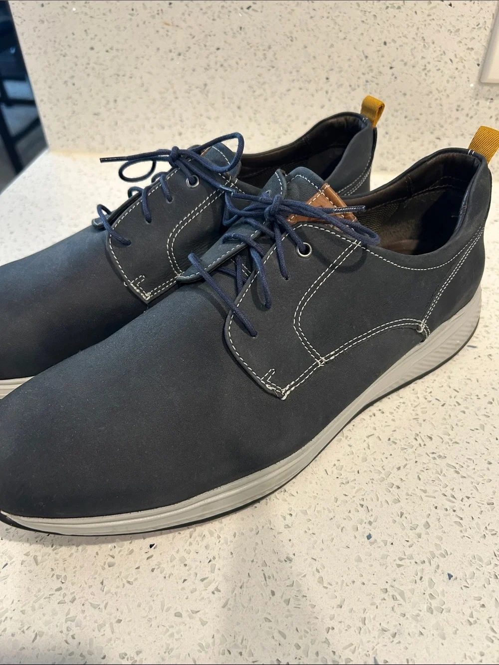 Johnston & Murphy Men's Navy Blue Casual Derbys with White Soles